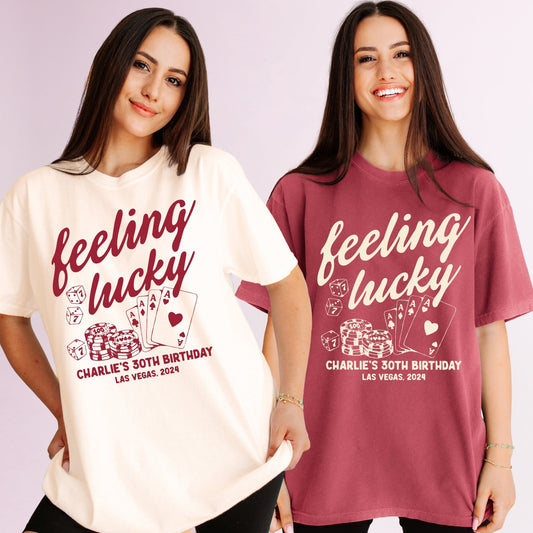 Feeling Lucky Las Vegas Birthday Party T - Shirts - peachybash com peachy bash