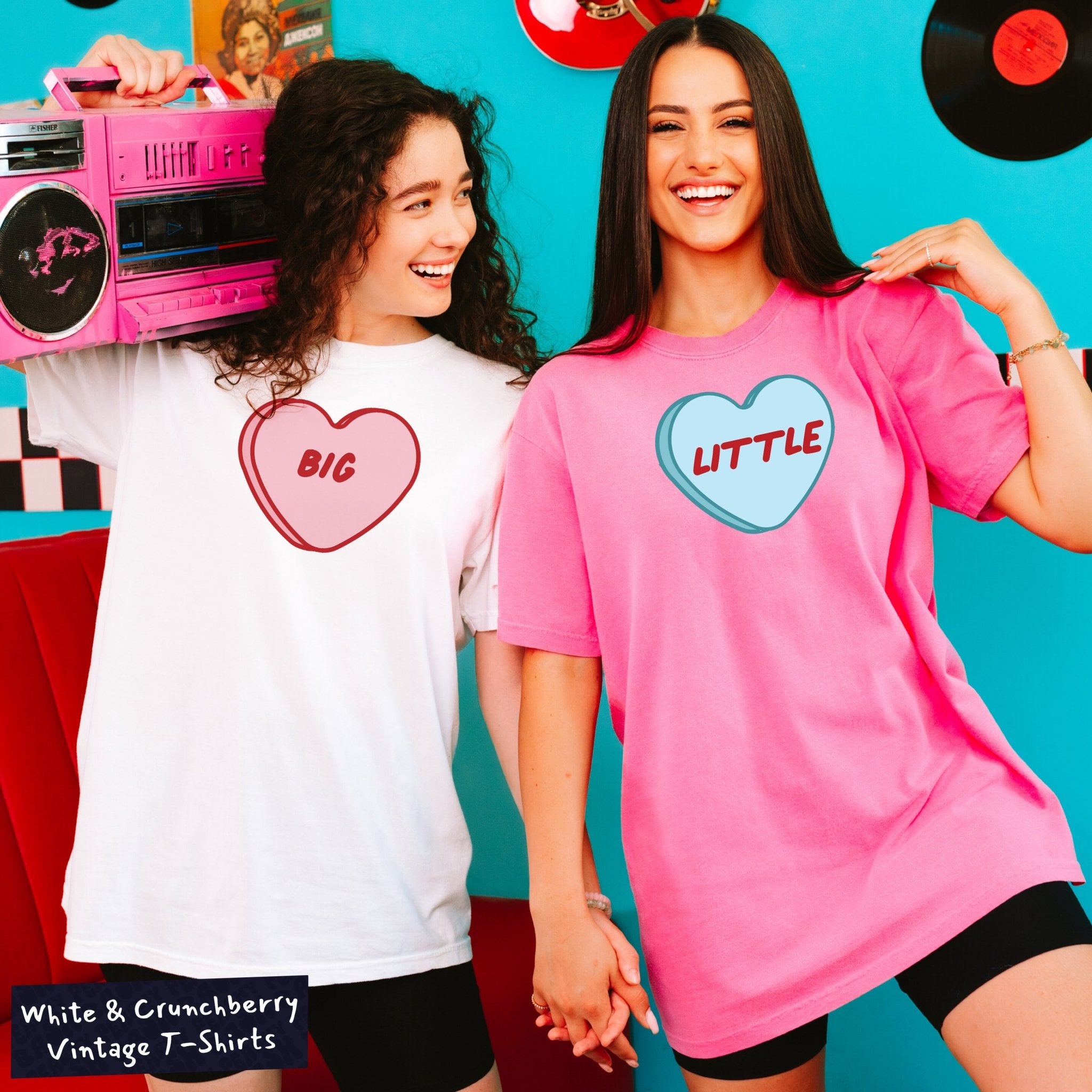 Candy Heart Classic Cute Big Little Sorority Reveal Worn in Look T Shirts PeachyBash