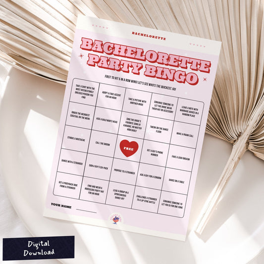 Fun Bingo - Printable Bachelorette Party Game - peachybash com peachy bash